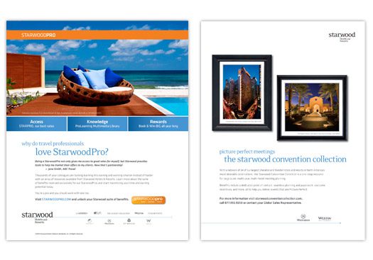 Starwood Hotels & Resorts, Divisions: StarwoodPro & Starwood Convention Collection Magazine Ads
